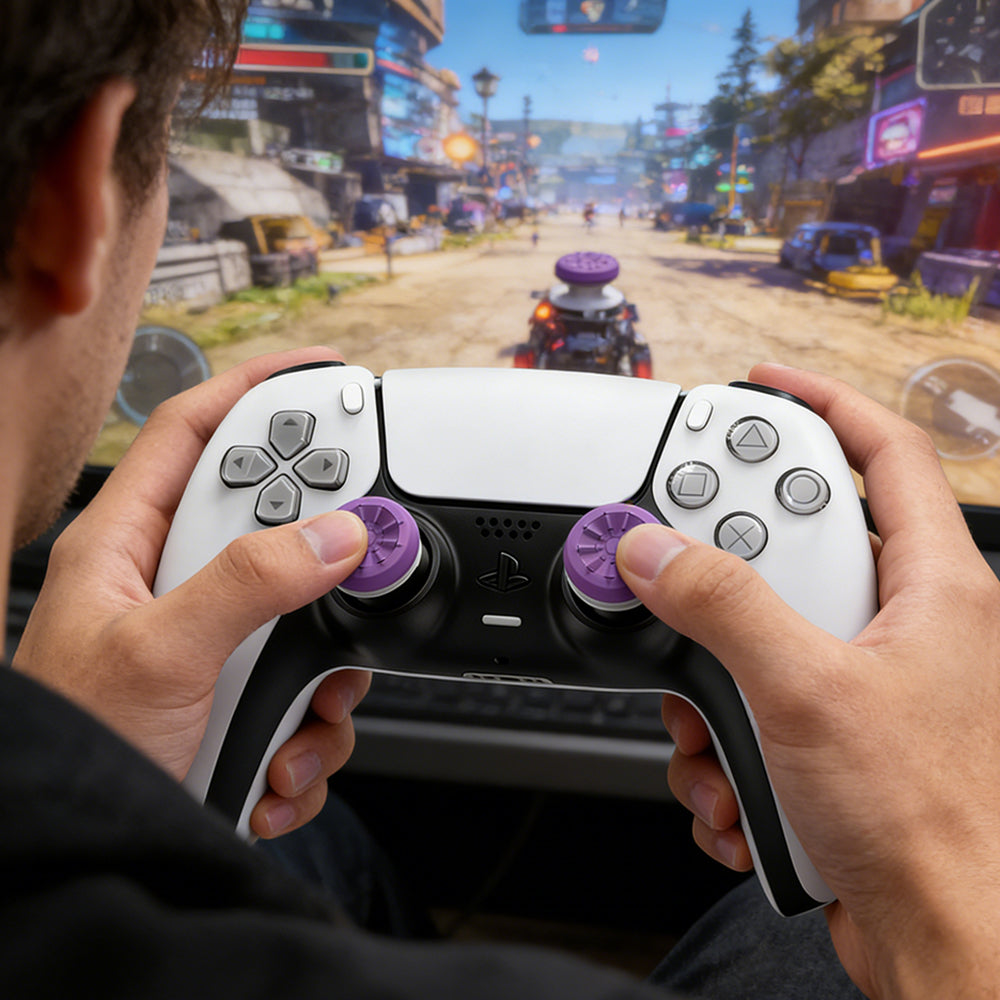 PS5 & PS4 Controller Thumbsticks Extenders – Adjustable Height (10mm/15mm) Anti-Slip Silicone Grips