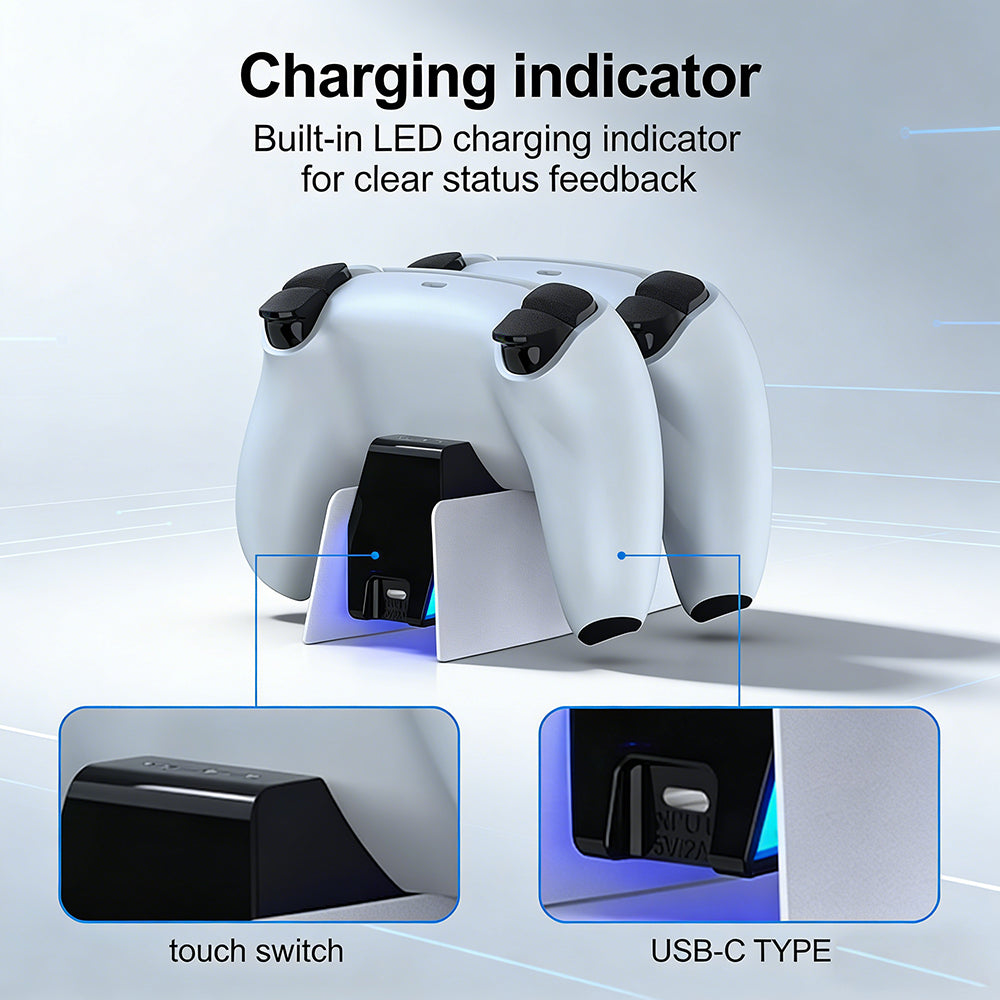 SWCHL PS5 Controller Charger Station, Fast Charging Dock for DualSense Wireless Controllers
